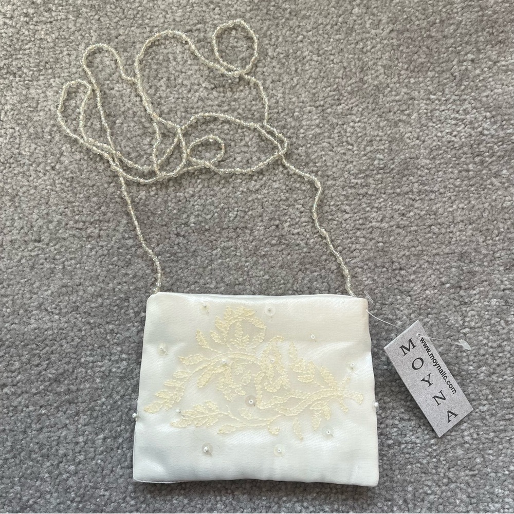 Vtg Moyna Small Beaded Lace Shoulder Bag Crossbody Purse Evening Bride Wedding